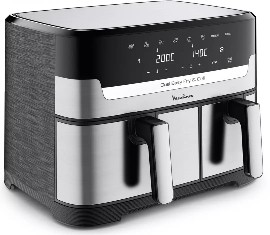 Friteuse sans huile MOULINEX EZ905D20 – Double bac, grande capacité, air chaud