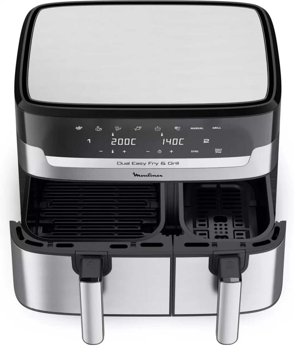 Friteuse sans huile MOULINEX EZ905D20 – Double bac, grande capacité, air chaud