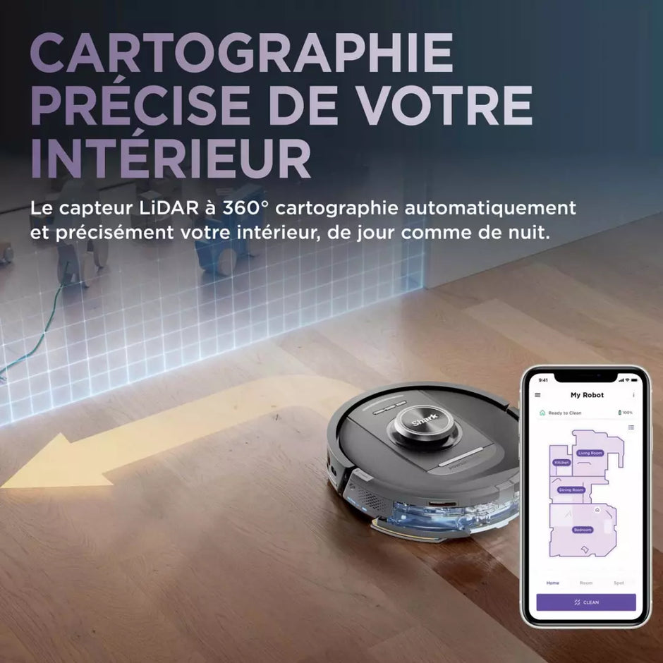 Aspirateur robot laveur SHARK RV2800YEEU PowerDetect NeverTouch